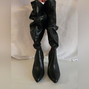 Christian Siriano Black Knee-High Boots | Faux Leather | Size 7
